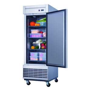 Dukers D28R, montaje inferior (1) refrigerador de una puerta, dimensiones: 27-1/2" x 32-5/8" x 80-3/8"