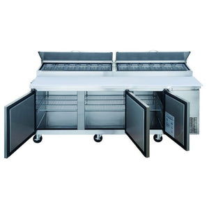 Dukers DPP90, mesa de preparación de pizza de 90", dimensiones: 90-¼" x 31-½" x 43-¼"