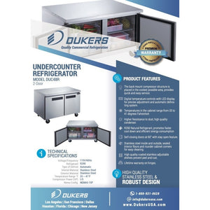 Dukers DUC48R, Two Door 48" Undercounter Refrigerator, 12.2 cu.ft.