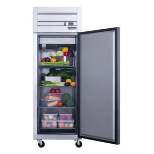 Dukers D28R, montaje inferior (1) refrigerador de una puerta, dimensiones: 27-1/2" x 32-5/8" x 80-3/8"
