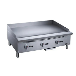Dukers DCGM36 36" Countertop Gas Griddle with 3 Burners, 3/4" Plate, 90000 BTU