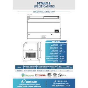 Congelador comercial Dukers WD-500Y de 56 pulgadas, color blanco