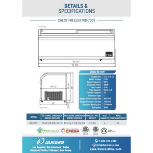 Congelador comercial Dukers WD-700Y de 80 pulgadas, color blanco