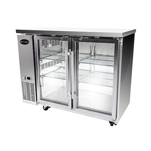 SABA SBB-24-48GSS, Two Door 48" Refrigerated Back Bar Cooler, Glass Swing Door, Stainless Steel
