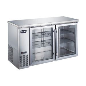 SABA SBB-24-60GSS, Two Door 60" Refrigerated Back Bar Cooler, Glass Swing Door