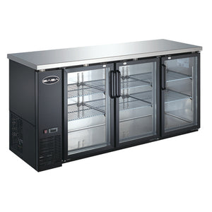 SABA SBB-24-72G, Three Door 72" Refrigerated Back Bar Cooler, Glass Swing Door