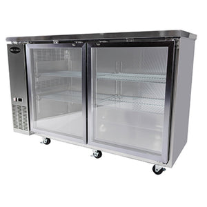 SABA SBB-24-60GSS, Two Door 60" Refrigerated Back Bar Cooler, Glass Swing Door