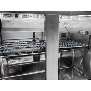 SABA SPS-36-15M, mesa de preparación Mega-Top de 36" con dos puertas y bandejas, interior y exterior de acero inoxidable