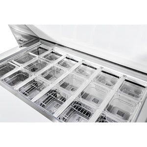 SABA SPS-48-18M, mesa de preparación Mega-Top de 48" con dos puertas y bandejas, interior y exterior de acero inoxidable