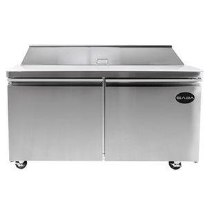 SABA SPS-60-16, Two Door 60" Salad/Sandwich Prep Table Refrigerator (Standard Top)