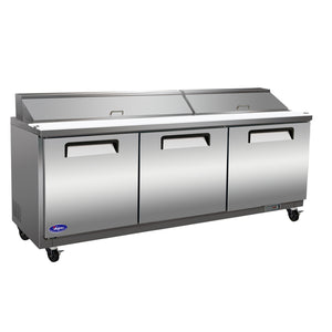 Valpro VP72S-HC, Three Door 72" Salad/Sandwich Prep Table Refrigerator (Standard Top)