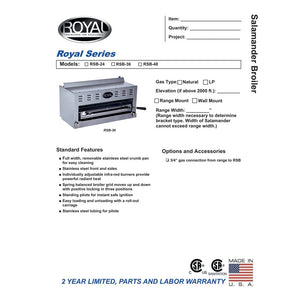 Royal RSB-36, 36" Countertop Gas Salamander Broiler