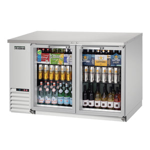 Everest EBB59G-SS, Two Door 57 3/4" Refrigerated Back Bar Cooler, Glass Swing Door