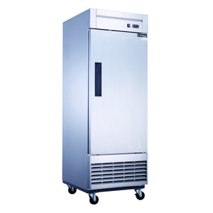 Dukers D28R, montaje inferior (1) refrigerador de una puerta, dimensiones: 27-1/2" x 32-5/8" x 80-3/8"
