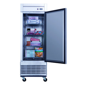Dukers D28R, montaje inferior (1) refrigerador de una puerta, dimensiones: 27-1/2" x 32-5/8" x 80-3/8"