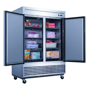 Dukers D55F, Two Solid Door 55.1" Reach-In Freezer, 40.7 cu. ft.