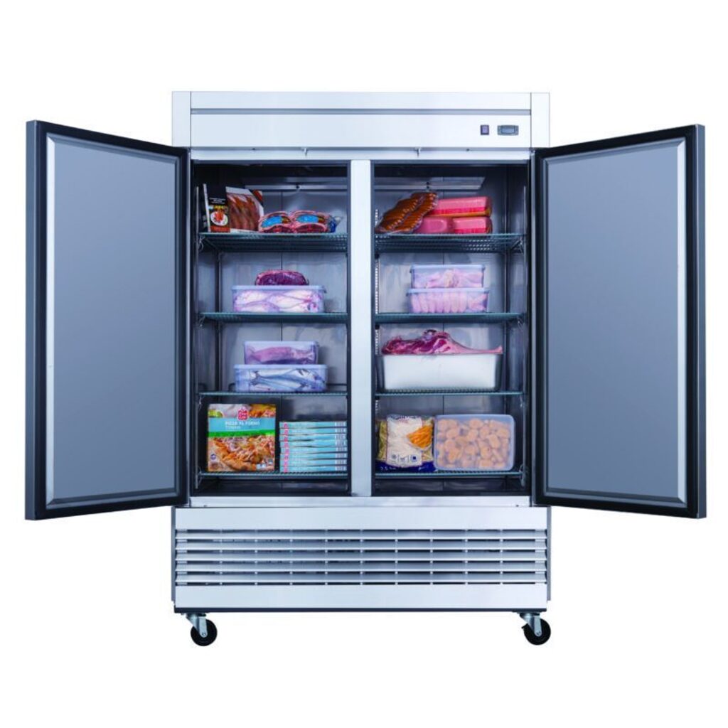 Dukers D55R, montaje inferior (2) refrigerador de dos puertas, dimensiones: 55-1/8&quot; x 32-5/8&quot; x 80-3/8&quot;