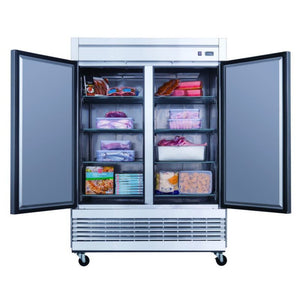 Dukers D55R, montaje inferior (2) refrigerador de dos puertas, dimensiones: 55-1/8" x 32-5/8" x 80-3/8"