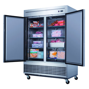 Dukers D55F, Two Solid Door 55.1" Reach-In Freezer, 40.7 cu. ft.