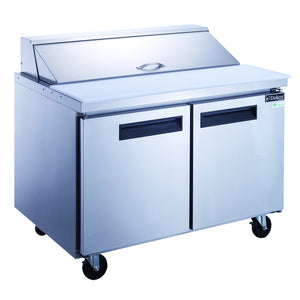 Dukers DSP48-12-S2, Two Door 48" Salad/Sandwich Prep Table Refrigerator (Standard Top)