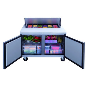 Dukers DSP48-12-S2, Two Door 48" Salad/Sandwich Prep Table Refrigerator (Standard Top)