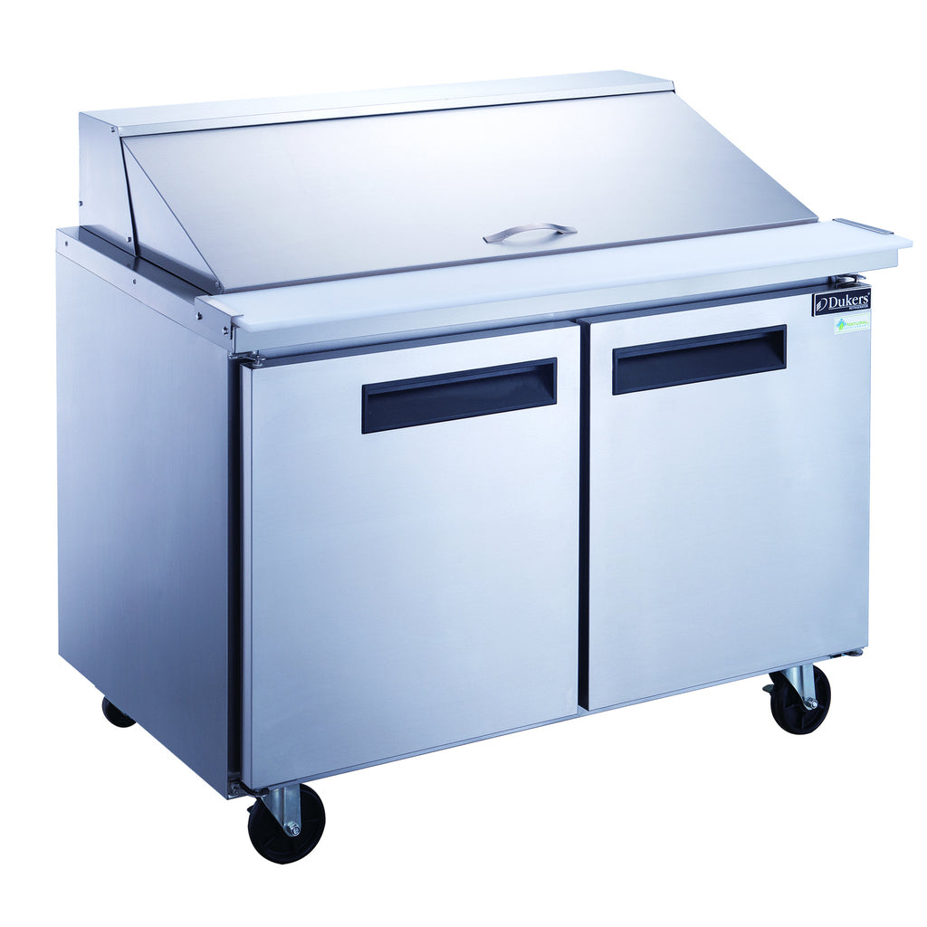 Dukers DSP48-18M-S2, Two Door 48&quot; Salad/Sandwich Prep Table Refrigerator (Mega Top)