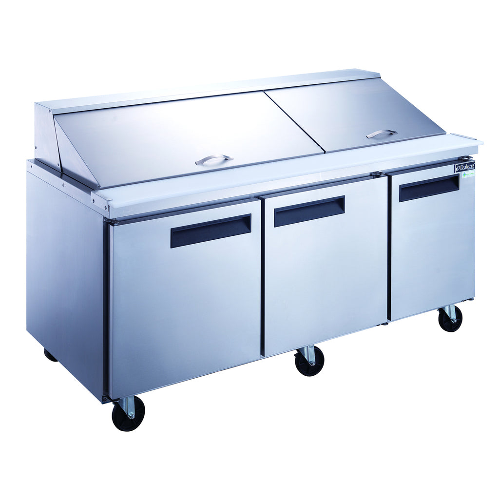 Dukers DSP72-30M-S3, Three Door 72&quot; Salad/Sandwich Prep Table Refrigerator (Mega Top)