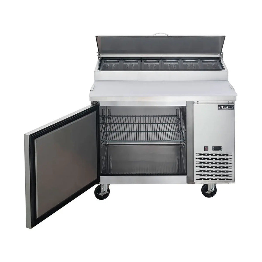 Dukers DPP44-6-S1, One Door 44-5/8" Pizza Prep Table Refrigerator, 6 Pans, 115v