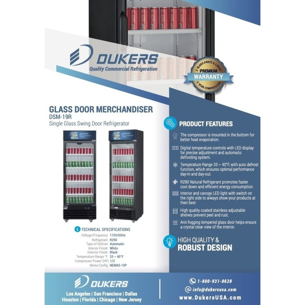 Dukers DSM-19R, Montaje inferior (1) Refrigerador de una puerta de vidrio, Dimensiones: 29-1/2&quot; x 27-7/8&quot; x 79-1/2&quot;