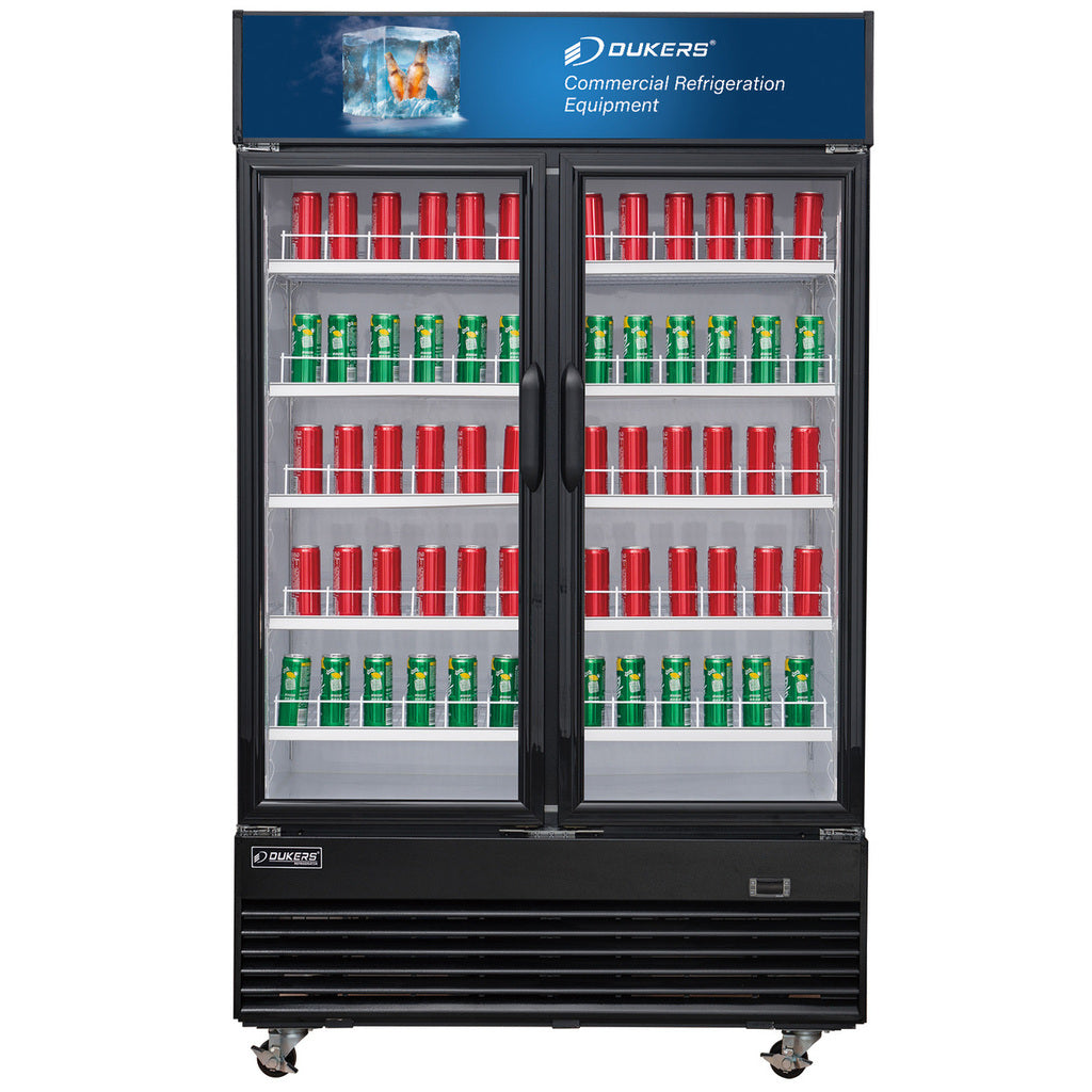 Dukers DSM-48R, Refrigerador de dos puertas con bisagras de vidrio de montaje inferior (2), Dimensiones: 54&quot; x 31&quot; x 79-½&quot;
