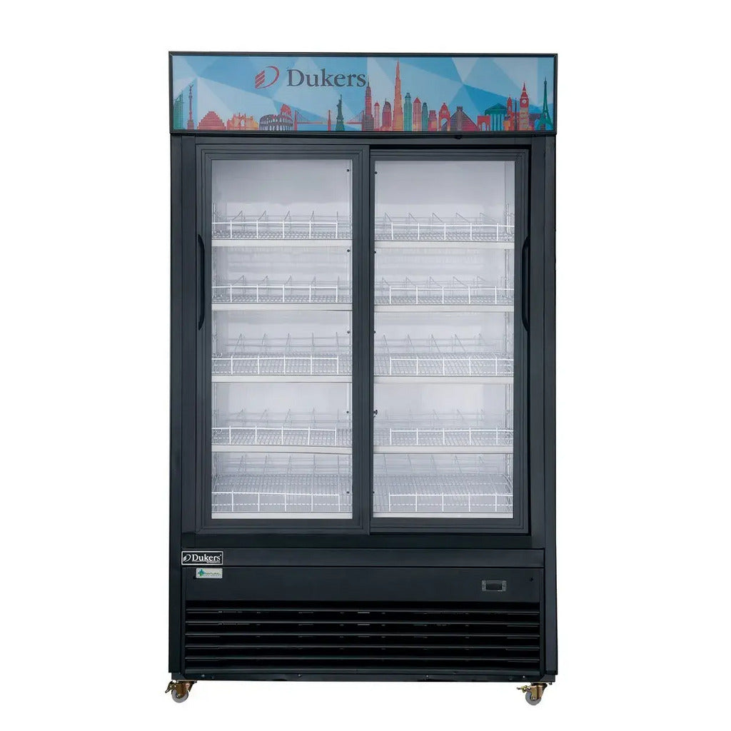 Dukers DSM-32SR Refrigerador exhibidor con dos puertas corredizas de vidrio, 39-3/8&quot; de ancho, 33.4 pies cúbicos