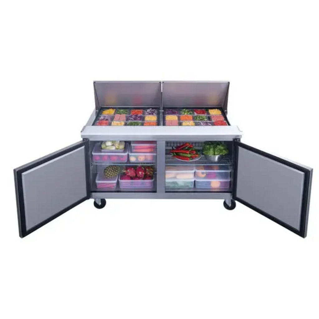 Dukers DSP60-24M-S2, Two Door 60-1/8&quot; Salad/Sandwich Prep Table Refrigerator (Mega Top)