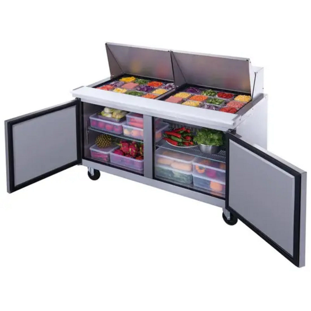 Dukers DSP60-24M-S2, Two Door 60-1/8&quot; Salad/Sandwich Prep Table Refrigerator (Mega Top)