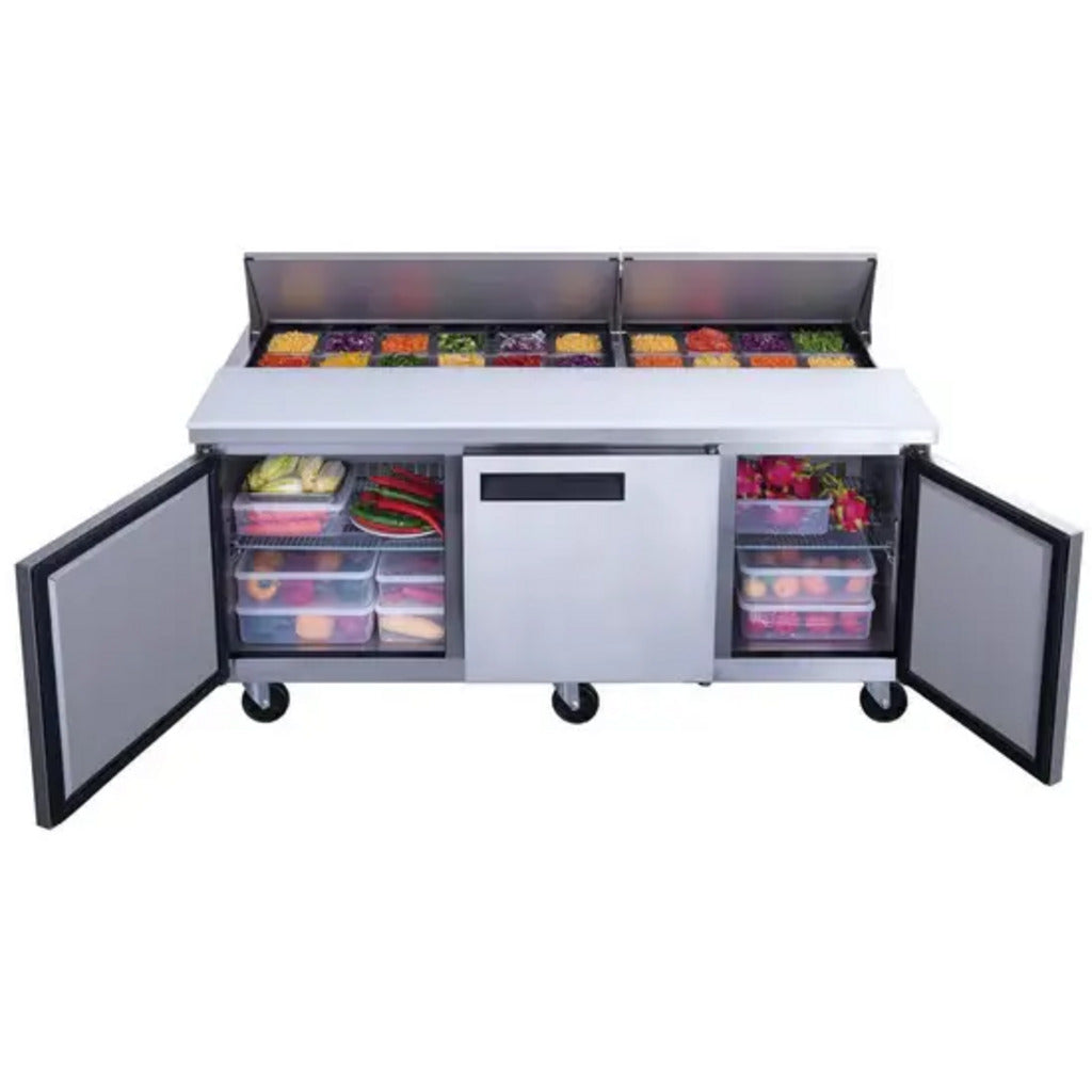 Dukers DSP72-18-S3, Three Door 72&quot; Salad/Sandwich Prep Table Refrigerator (Standard Top) 115v