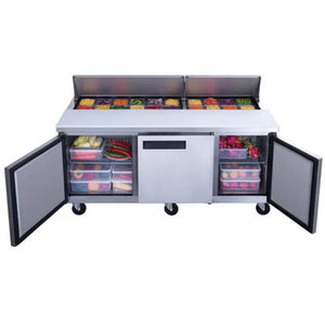 Dukers DSP72-18-S3, Three Door 72" Salad/Sandwich Prep Table Refrigerator (Standard Top) 115v