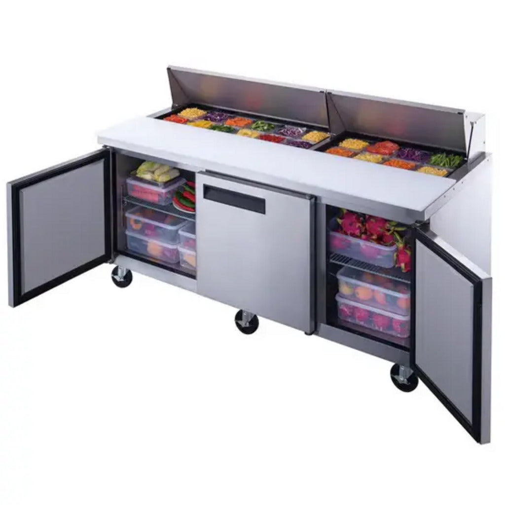 Dukers DSP72-18-S3, Three Door 72&quot; Salad/Sandwich Prep Table Refrigerator (Standard Top) 115v