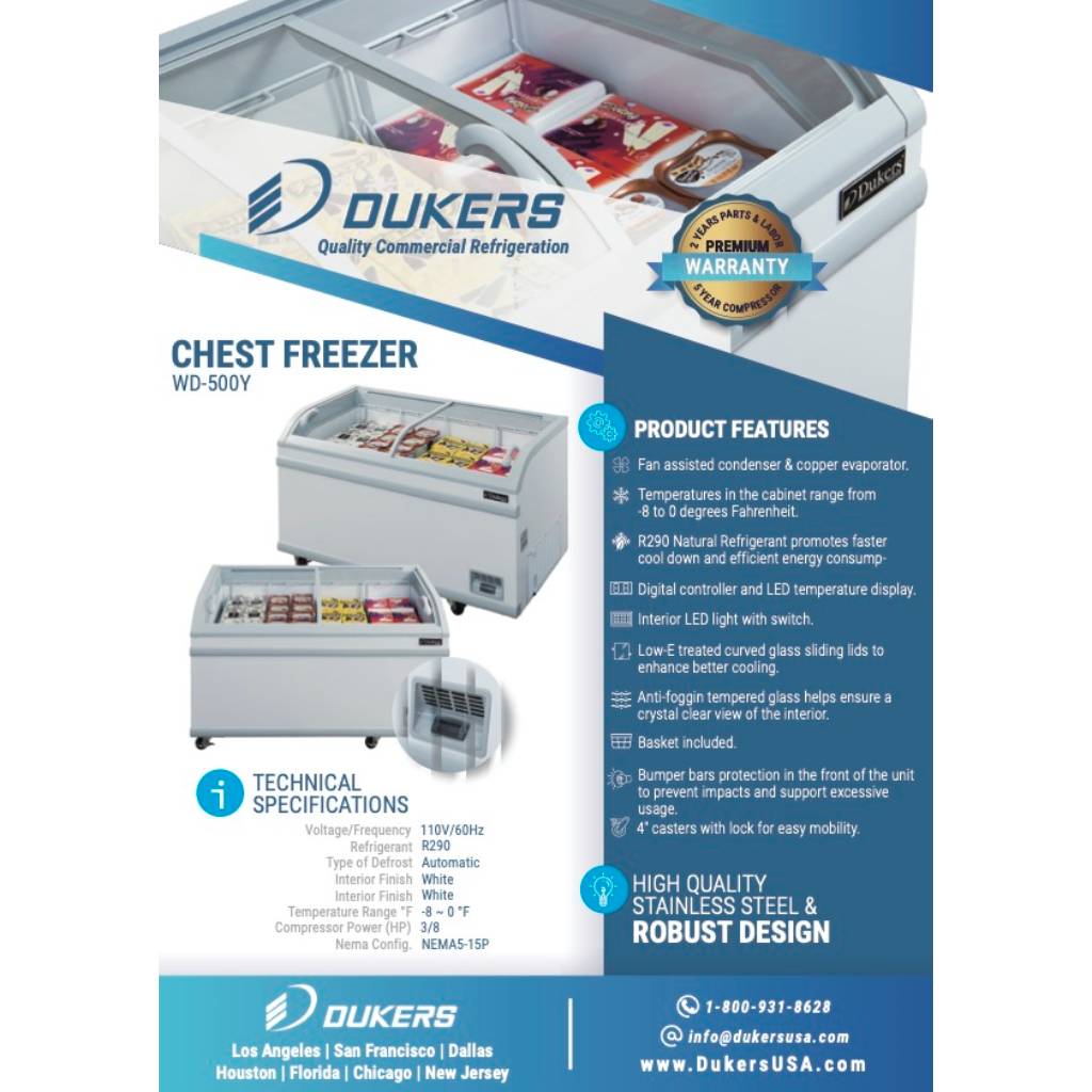 Congelador comercial Dukers WD-500Y de 56 pulgadas, color blanco