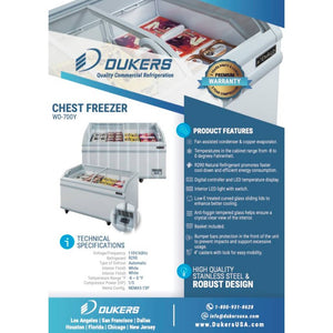 Congelador comercial Dukers WD-700Y de 80 pulgadas, color blanco