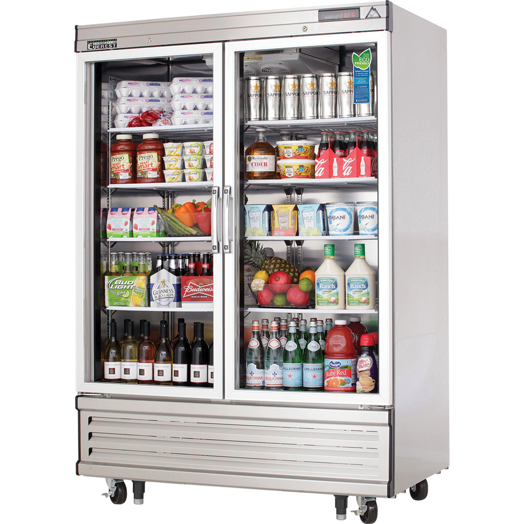 Everest EBGR2, Two Glass Door 54.13" Wide Reach In Refrigerator, Bottom-Mount Compressor, 115v, 50 cu. ft.
