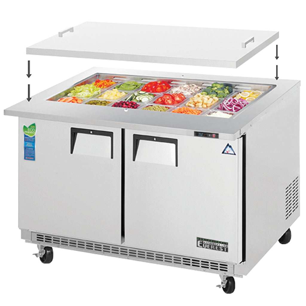 Everest EOTP2, 47.5" Sandwich/Salad Open Top Prep Table Refrigerator, 115v, 13 cu. ft.