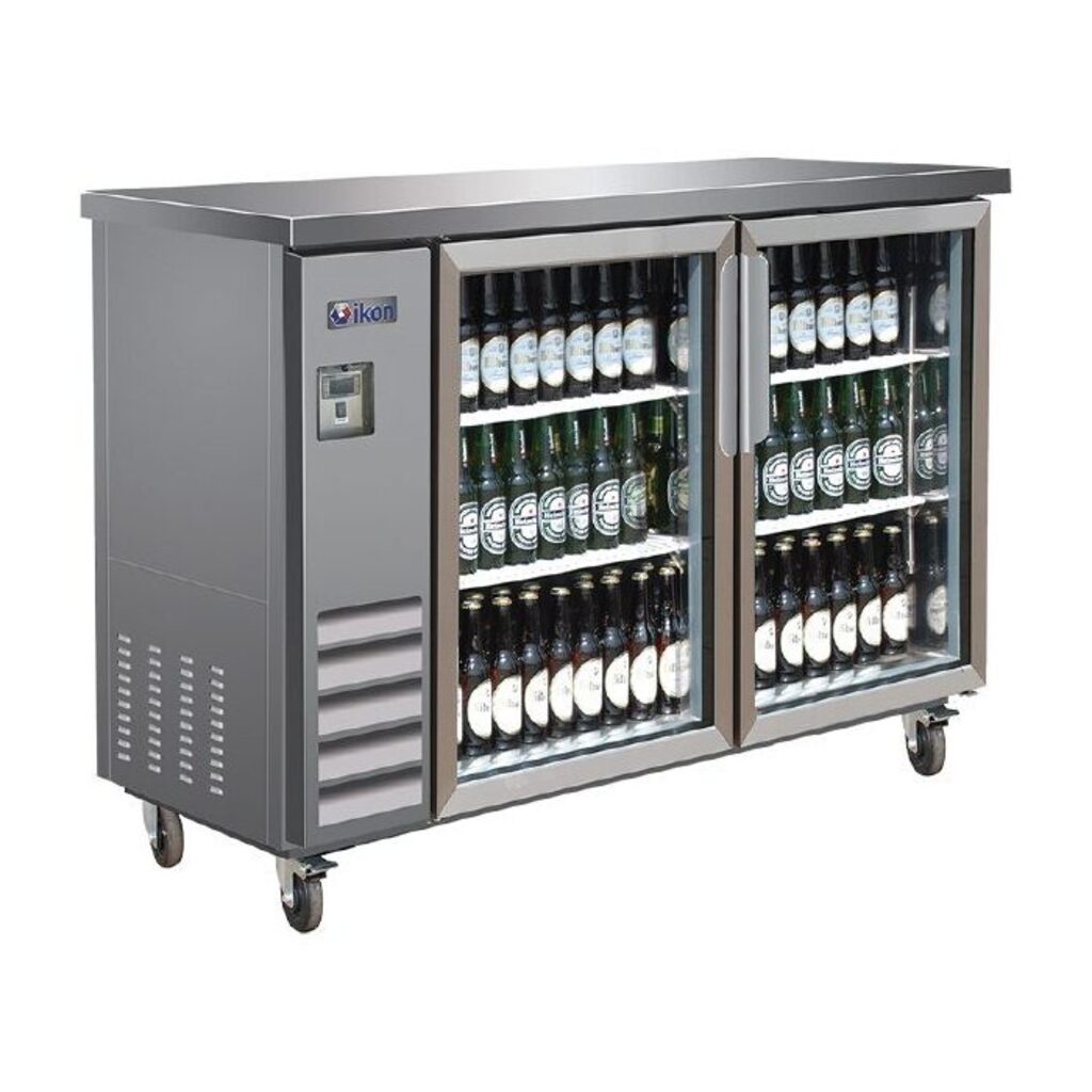 Ikon Refrigeration IBB49-2G-24SS, Two Door 49&quot; Refrigerated Back Bar Cooler, Glass Swing Door, Stainless Steel