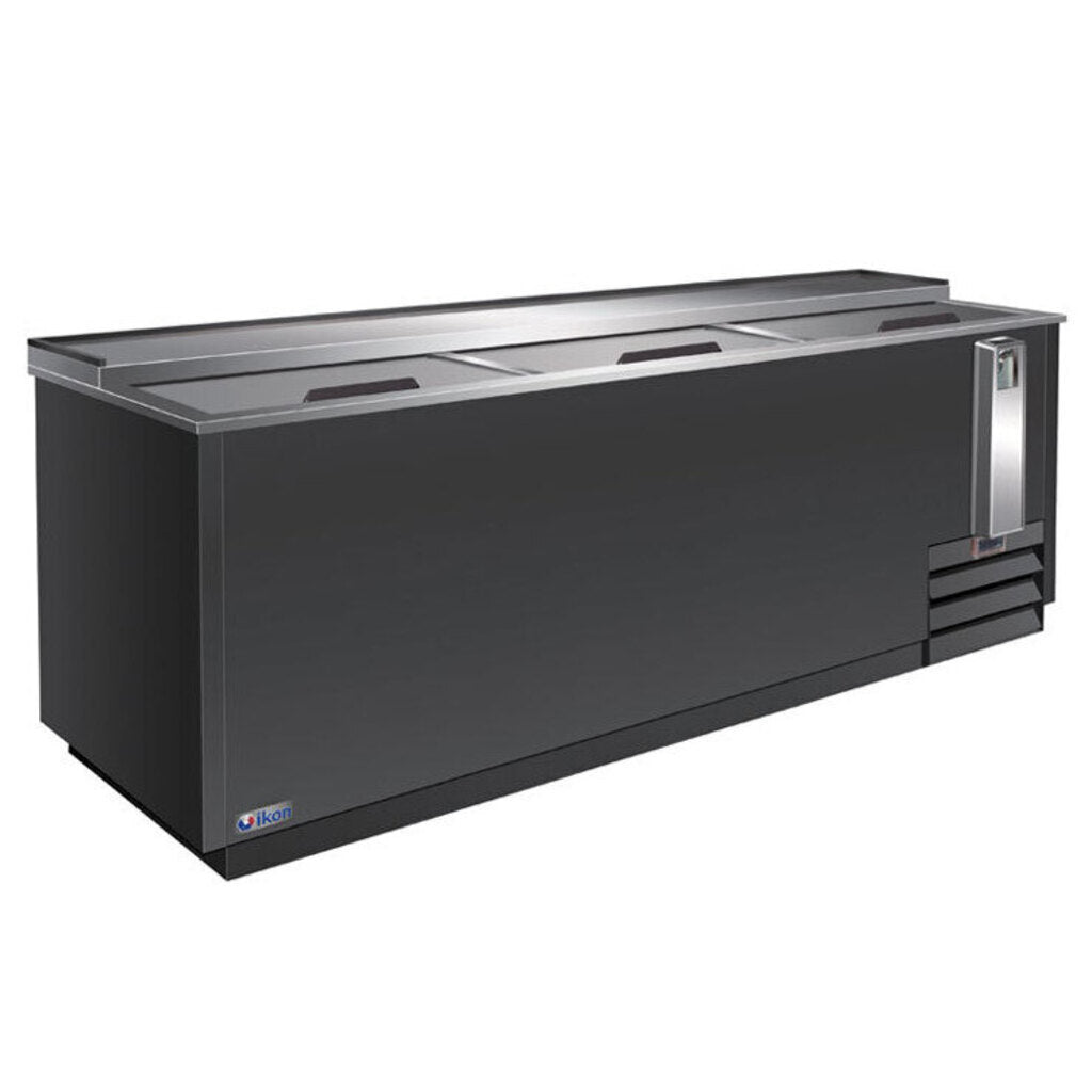 Ikon Refrigeration IBC-95, 95” Back Bar Bottle Cooler, Three Sliding Lids