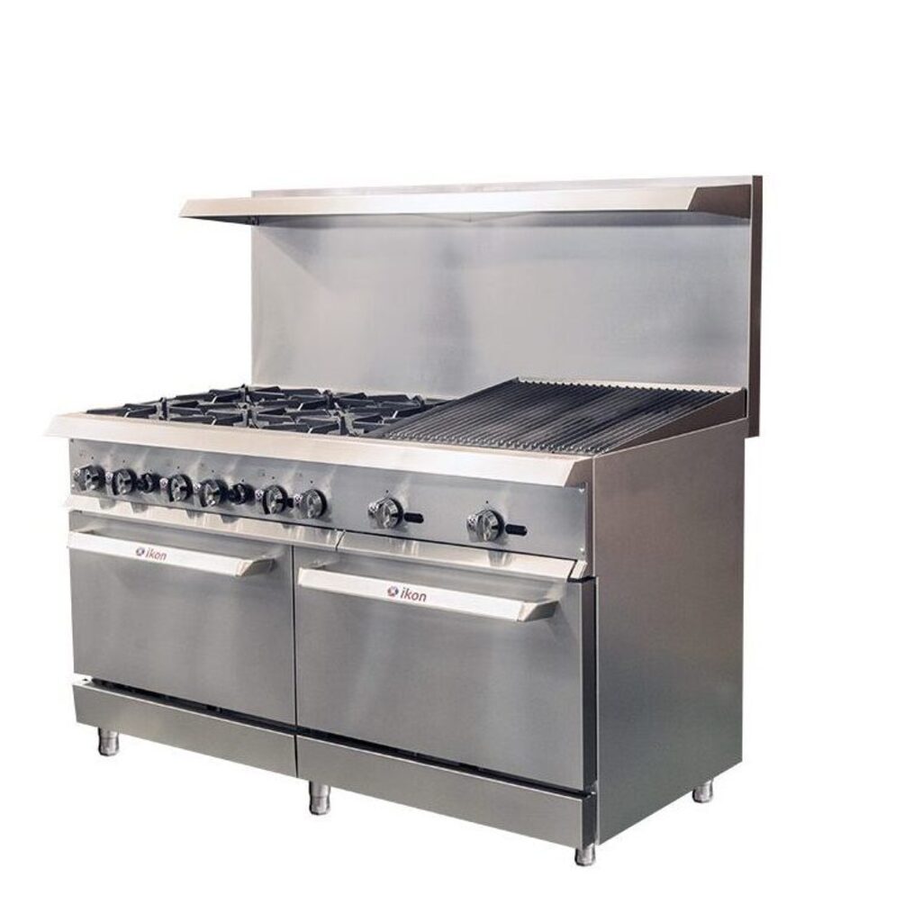Ikon Cooking IR-6B-24RB-60 Commercial 60" Gas Range w/Radiant Charbroiler, Six Burner