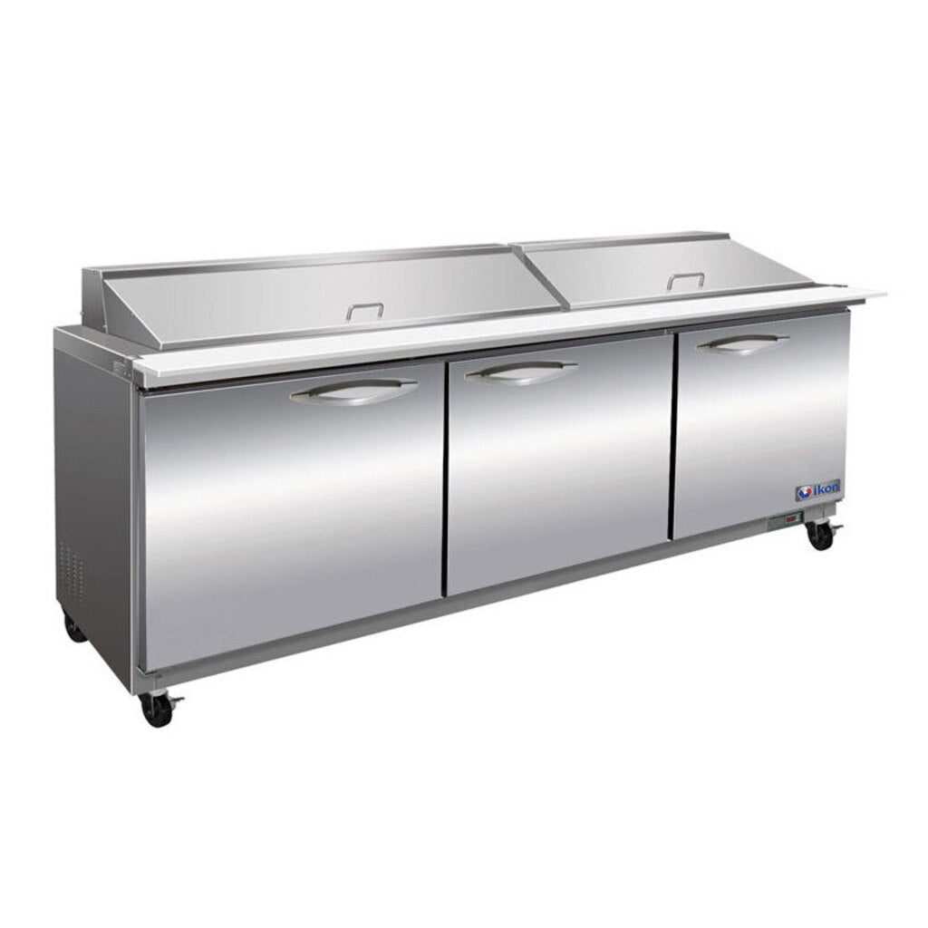 Ikon Refrigeration ISP72M, Three Door 72&quot; Salad/Sandwich Prep Table Refrigerator (Mega Top)