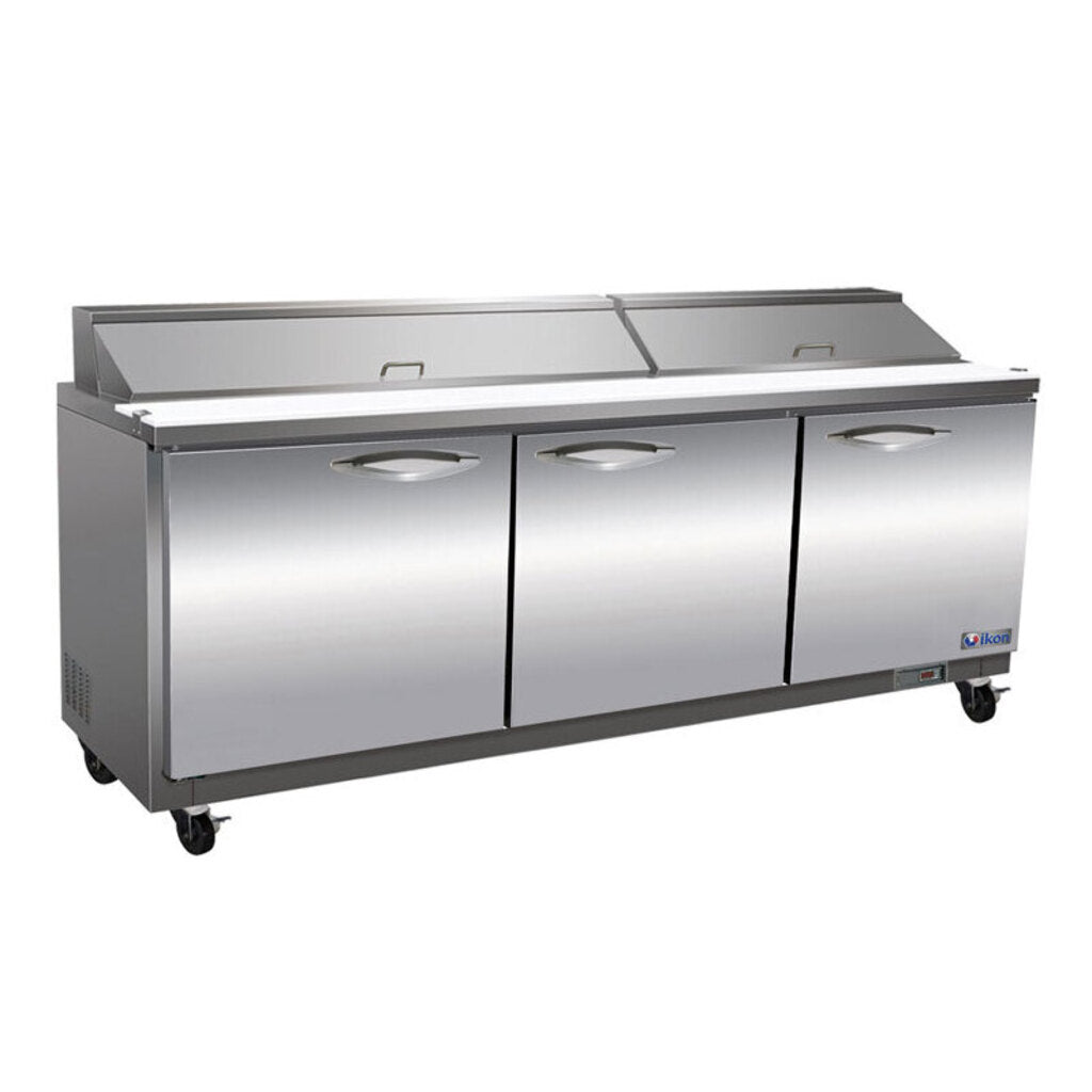 Ikon Refrigeration ISP72, Three Door 72&quot; Salad/Sandwich Prep Table Refrigerator (Standard Top)