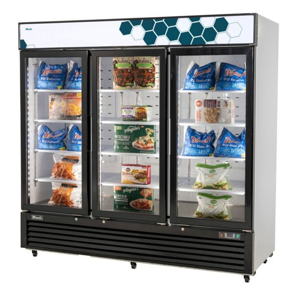 Migali C-72FM-HC, Three Glass Door 82" Merchandiser Freezer, 72 cu.ft.