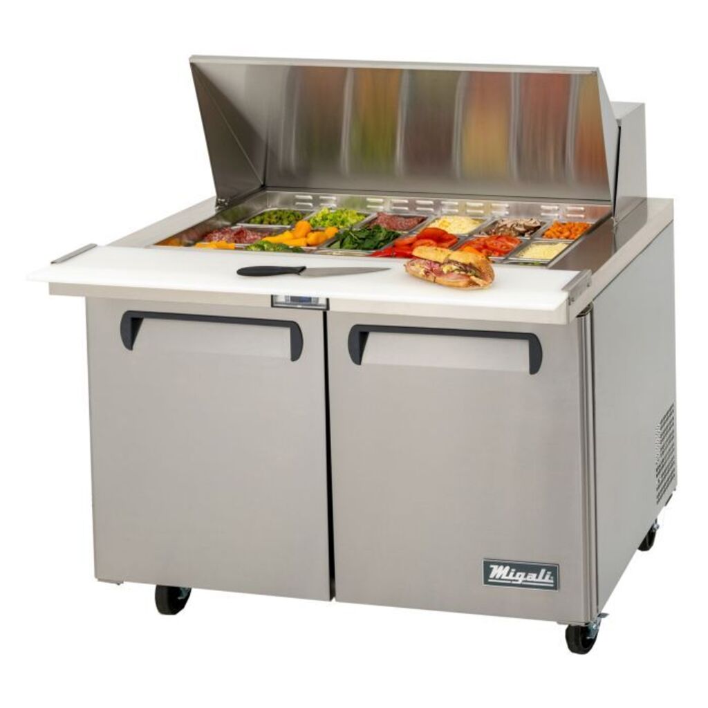 Migali C-SP48-18BT-HC, Two Door 48&quot; Salad/Sandwich Prep Table Refrigerator (Mega Top)