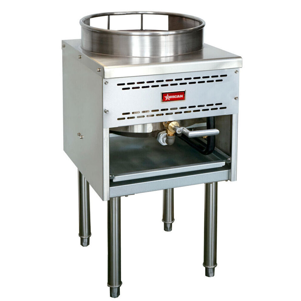 Omcan 47687, Liquid Propane Gas Wok Range, 1 Burner, 16" Wok Ring, Knee "L" Lever, Jet Burner, 125000 BTU