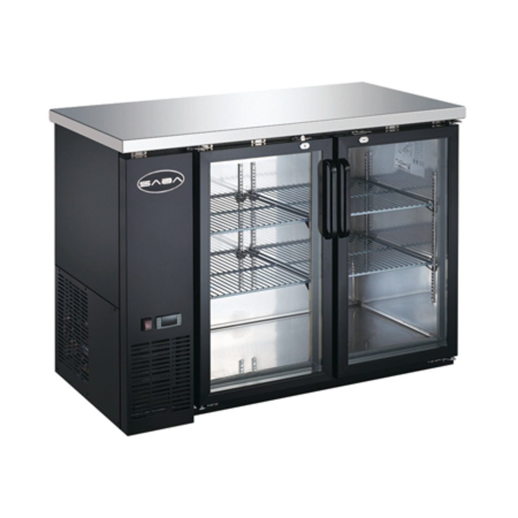 SABA SBB-24-48G, Two Door 48" Refrigerated Back Bar Cooler, Glass Swing Door