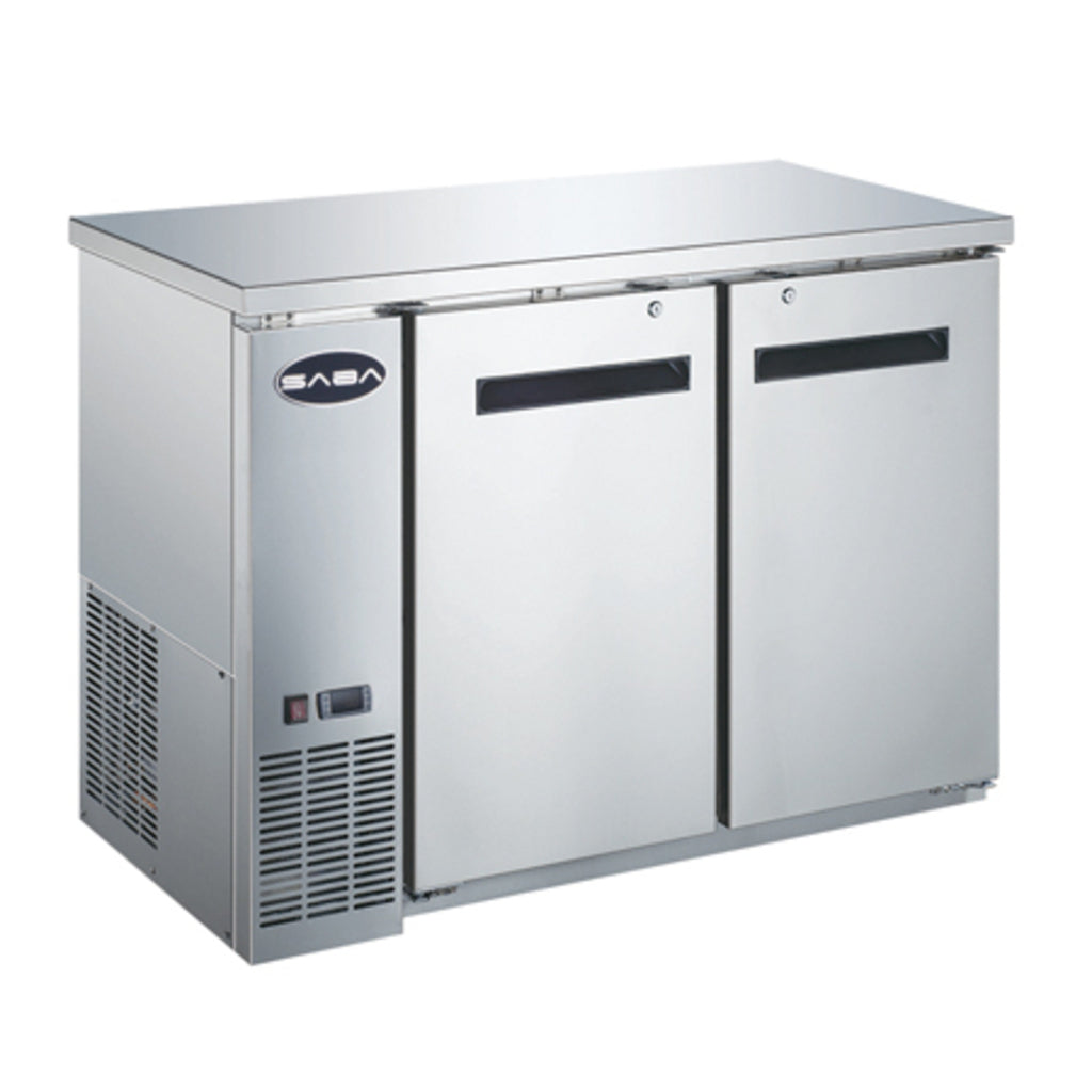 SABA SBB-24-48SS, Two Door 48&quot; Refrigerated Back Bar Cooler, Stainless Swing Door
